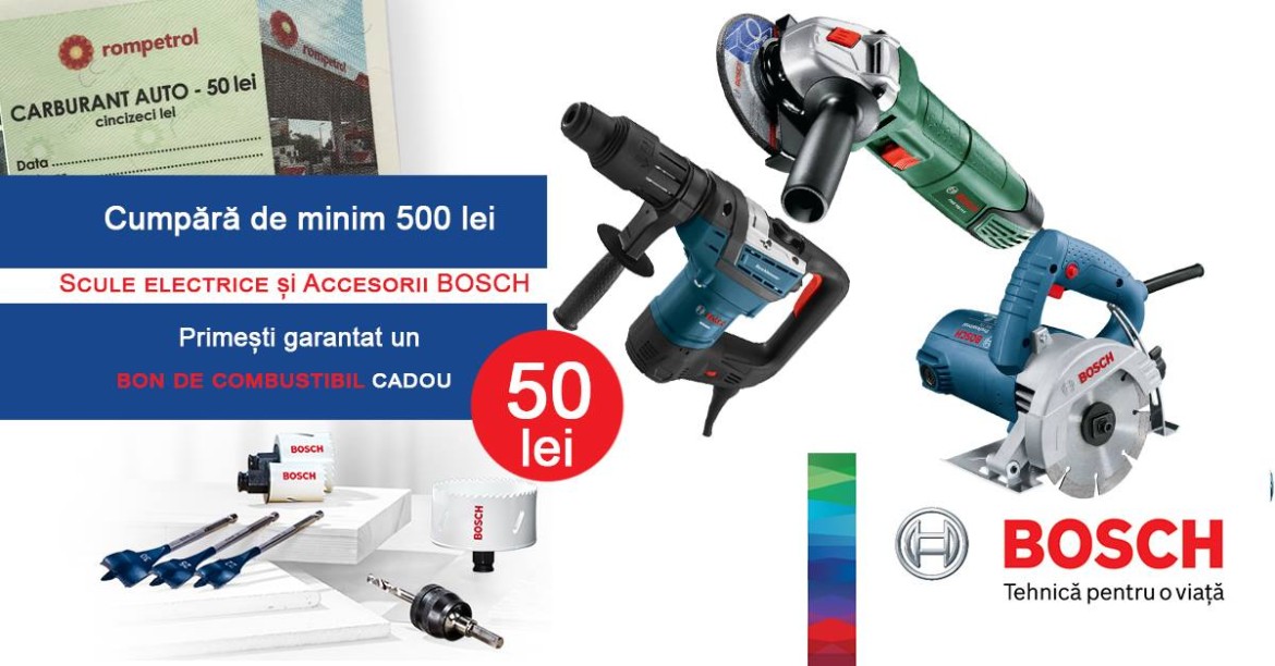Bosch iti aduce cadou un voucher de combustibil Rompetrol!